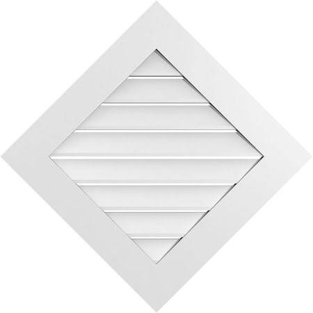 Ekena Millwork Diamond Surface Mount PVC Gable Vent: Non-Functional, w/ 3-1/2"W x 1"P Standard Frame, 30"W x 30"H GVPDI30X3001SN